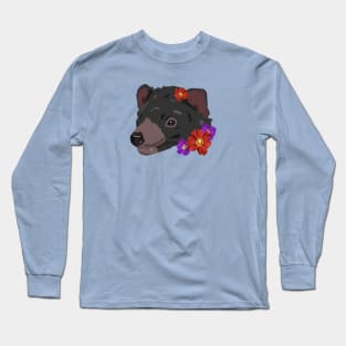 Tasmanian Devil with Flowers Long Sleeve T-Shirt